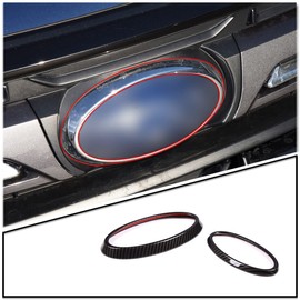 Car Front Rear Logo Decoration Cover Ring Trim, Compatible for Subaru Forester 2023 2024 2025, Hood Emblem Ring Accessories, Made of ABS Carbon Fiber Pattern
