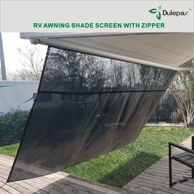 Dulepax RV Awning Shade Screen with Zipper 8'X13'3'' -Second Generation