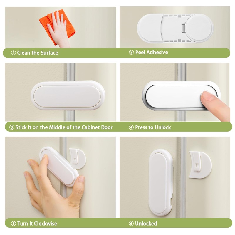 Fursafe&Q Baby Proof Cabinet Locks, Child Safety Locks Adhesive Drawer