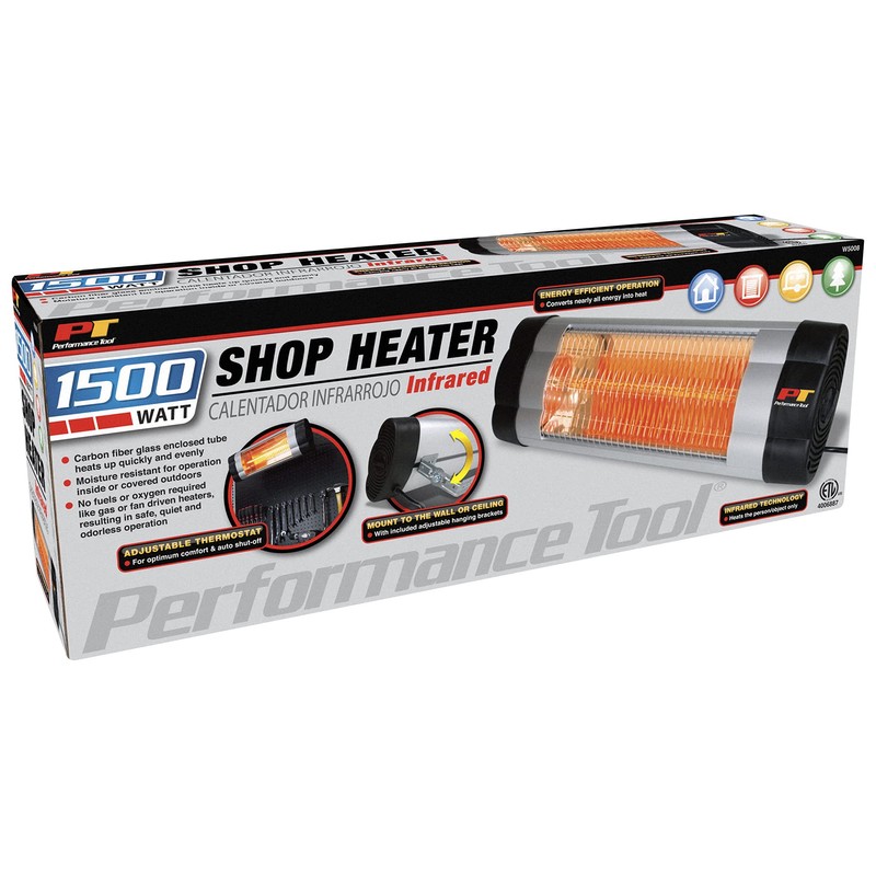 Performance Tool W5008 1500 Watt Infrared Heater, Adjustable, Water-Resistant To