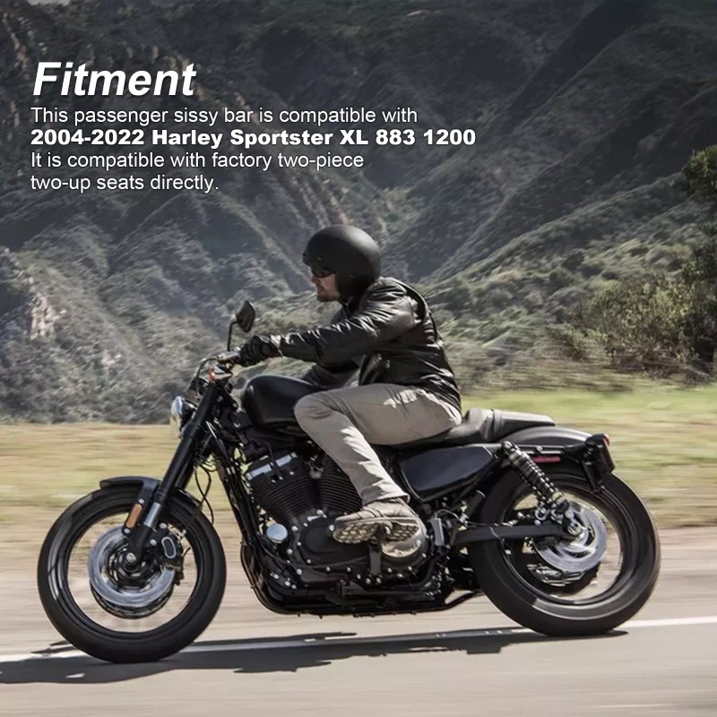 21ST Gloss Black 26" Tall Backrest Sissy Bar For Harley