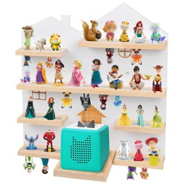 DigNew for Tonie Shelf, for Tonie Storage Wall, Double Sided Magnetic Display - Holds 50+ Figures, Extra Wide 18mm Magnetic Strip for Maximum Stability, Pinewood Floating Shelves, 4-Tier (White)