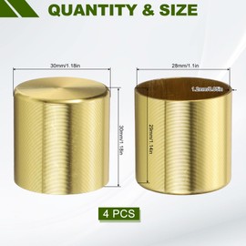 uxcell 4Pcs Metal Furniture Feet Cover, 1.1 x 1.14 Inch Round Furniture Pads Leg Cover Gold Table Foot Cap Floor Protector for Chair, Table, Sofa, Bed