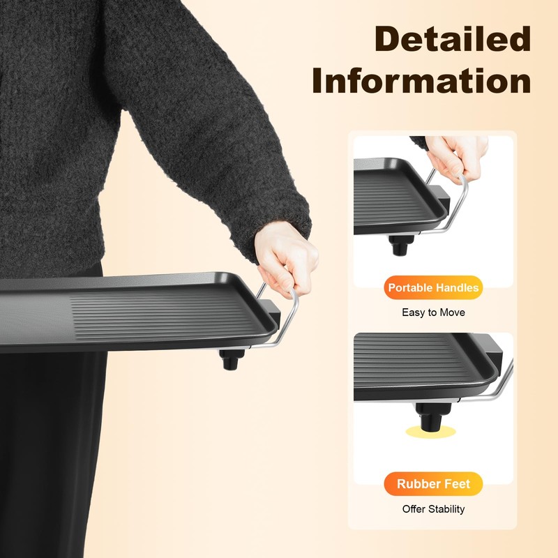 Electric Griddle Teppanyaki Grill 26" 1500W Nonstick Indoor Outdoor Table
