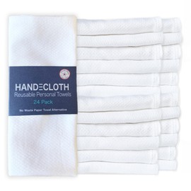 HANDECLOTH Reusable Cloth Paper Towels 24 PACK/Cotton/American Made/Machine Washable/Absorbent and Durable with Quality Edges and No Pilling/Personal Hand Towel
