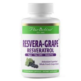 Paradise Herbs Paradise Herbs Resveragrape, Resveratrol + Polyphenols + Opc's, Super Potent, Ultra Pure, Non-GMO, Gluten Free, 60 Vegetarian Capsules