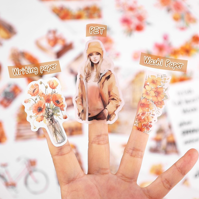 NOGAMOGA Autumn Journaling Sticker Book, A5 Size, 20 Sheets of