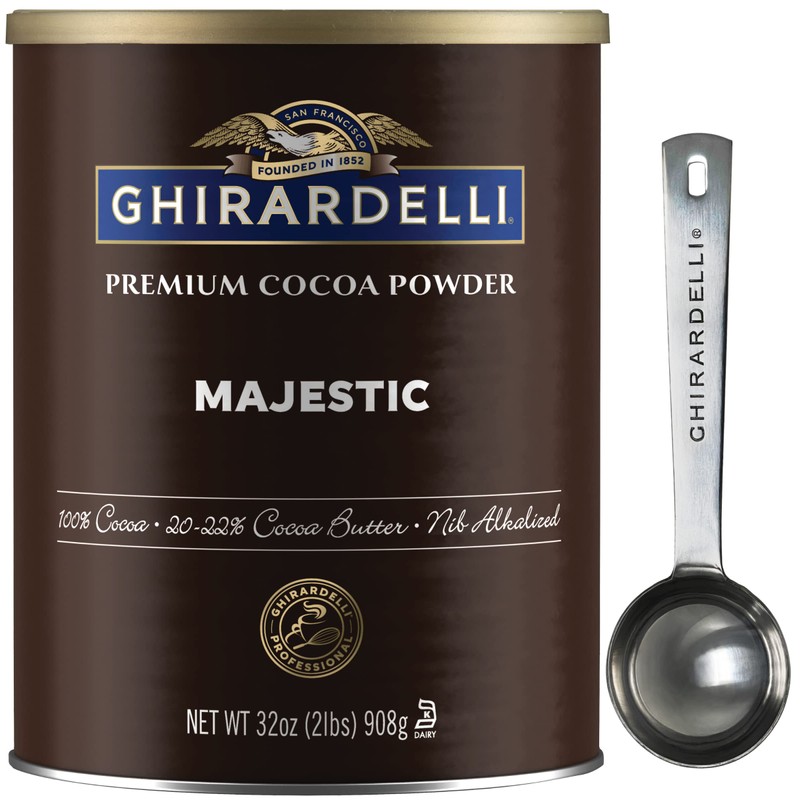 Ghirardelli Majestic Premium Cocoa Powder, 2 Pound Can with Ghirardelli