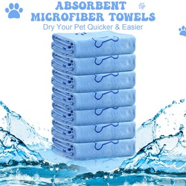 8 Pcs Dog Towels Pet Bath Drying Towels 55 x 28 Inches Large Absorbent Microfiber Quick Fast Drying Soft Beach Towels for Lightweight Cat and Puppy Shower Essentials Cleaning Accessories (Blue)