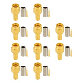 POBADY 10 PCS SMA Connectors SMA Male Crimp Connector for RG58 RG142 RG400 LMR195 RF Coax Cable