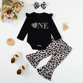 Traje de cumpleaños para niña de primer cumpleaños de un año, ropa de leopardo, Leopardo, 18-24 Meses