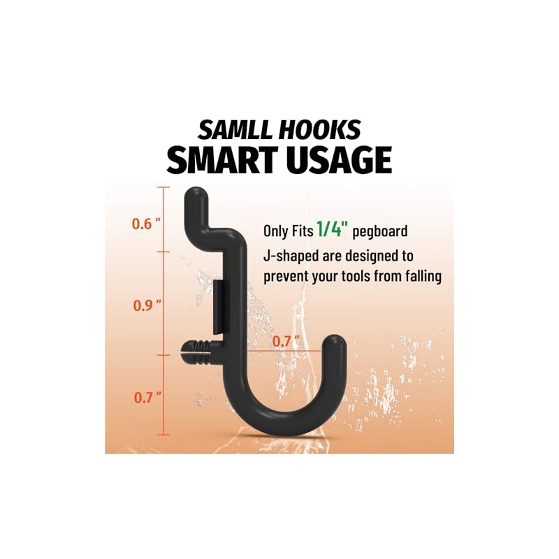 HUHOLE 100 Pack Pegboard Plastic Hooks – J Shape Peg