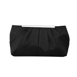 Fililogor Women's Satin Clutch Bag, Elegant Pleated Bag, Evening Bag, Banquet Bag for Rose, Gala, Party, Wedding, black