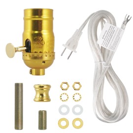Asjeumt Lamp Rewire Kit Lamp Socket Replacement Kits 12 FT Matching Cord Plug Set with Essential Hardware Lamp Making Supplies for DIY Repair Wiring Assembly E26 Table Floor Light Part - Antique Gold
