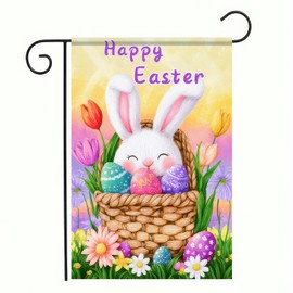 BlissYard Happy Easter Garden Flags 12x18 Inch Double Sided Bunny Flowers Small Seasonal Decoration Easter Egg Yard Flag for Holiday Anniversary Yard Outdoor Decor Outside Banner