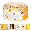 Sanixin 40 Pcs Summer Bee Floral Cotton Yellow Black Stripe Fabric Strips for Quilting Crafting Precut Patchwork for Sewing DIY Crafts Cotton Fabric Bundles Strips 39.37 × 2.55 Inch (Bee)
