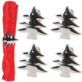 Christmas Concepts® Set of 4 Silver Napkin Rings – Luxury Christmas Serviette Holders – Table Settings (Tree)