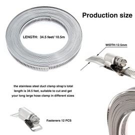 Gueenky Hose Clamp Endless 10.5 m Hose Tie Stainless Steel Adjustable Pipe Clamps Band Clamp Hose Clips Strap Clamps with Attachment