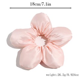 Blessmrich Silk Hair Rings Women's Ponytail Holder Silk Headband Oversized Flower Hair Bands Holiday Style Sponge Solid Colour Three-Dimensional Hundred Hair Strands (Pink)
