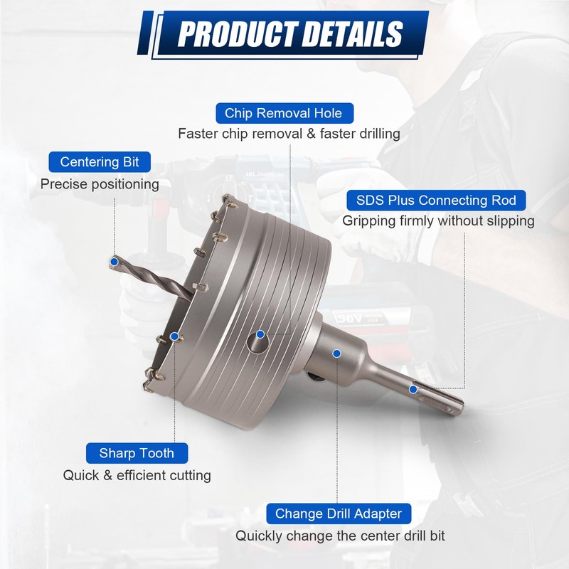 Luney 20PCS Concrete Hole Saw Kits, 30 40 50 65