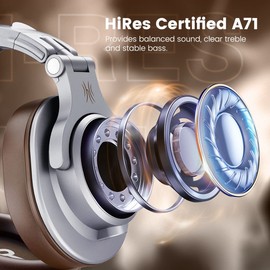 OneOdio A71 Hi-Res Studio Recording Headphones - Wired Over Ear Headphones with SharePort, Professional Monitoring & Mixing Foldable Headphones with Stereo Sound (Sliver)