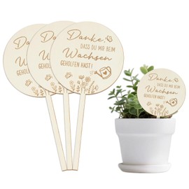 BOFUNX 4 Pieces Wooden Flower Stakes, Thank You That You Helped Me Grow, Wooden Flower Pot, Wooden Sign for Nursery, Farewell Gift, Educator, Thank You Gift