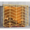 Fire Beauty Single Panel Handcrafted Wrought Iron Mesh Chevron Fireplace