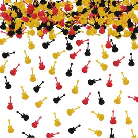 100pcs Guitar Confetti, Black&Gold Glitter Guitar Table Confetti for Baby Shower, Musical Instrument Paper Scatters, Rock N' Roll Birthday/Music Themed Party Table Decoration