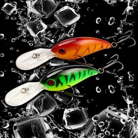 1 x Crankbaits Fishing Bait with Hard Baits Carabiner Hook, Life-Like Diving Bait for Sea Fishing, Pike Perch Trout Bass (55-14)