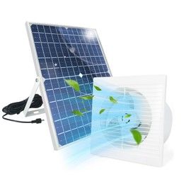 Solar Exhaust Fan, 25W Waterproof Solar Panel 8 Inch Ventilation Vent Fan for Greenhouse,Chicken Coop,Shed, Garage, Attic, Barn, Workshop Outside,14.8ft Cable