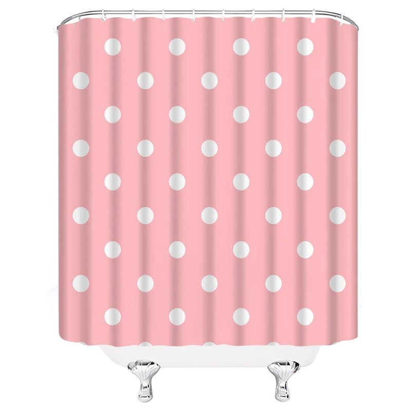 AYDSMYD Polka Dot Shower Curtain Pink White Geometric Polka Dot