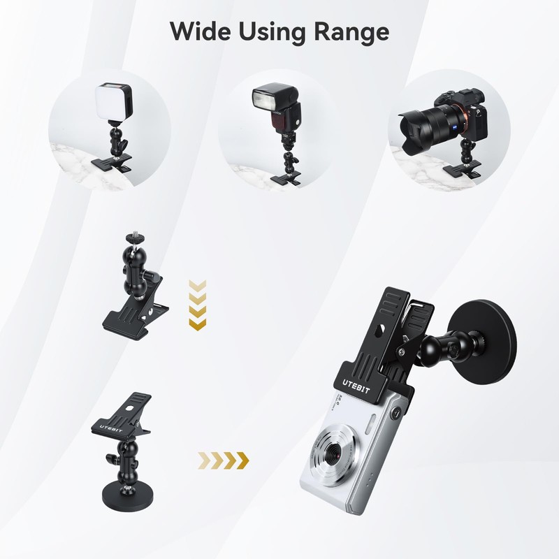 UTEBIT Dual Ball Head Cameras Clip for GoPro, with 1/4''
