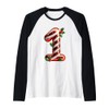 Christmas Candy Cane Number One Raglan Baseball Tee