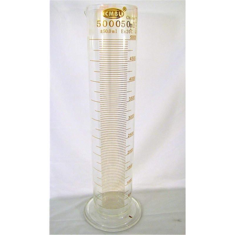 Large Glass Lab Cylinder, Laboratory Measuring Cylinder, Volume 5000ml 5L