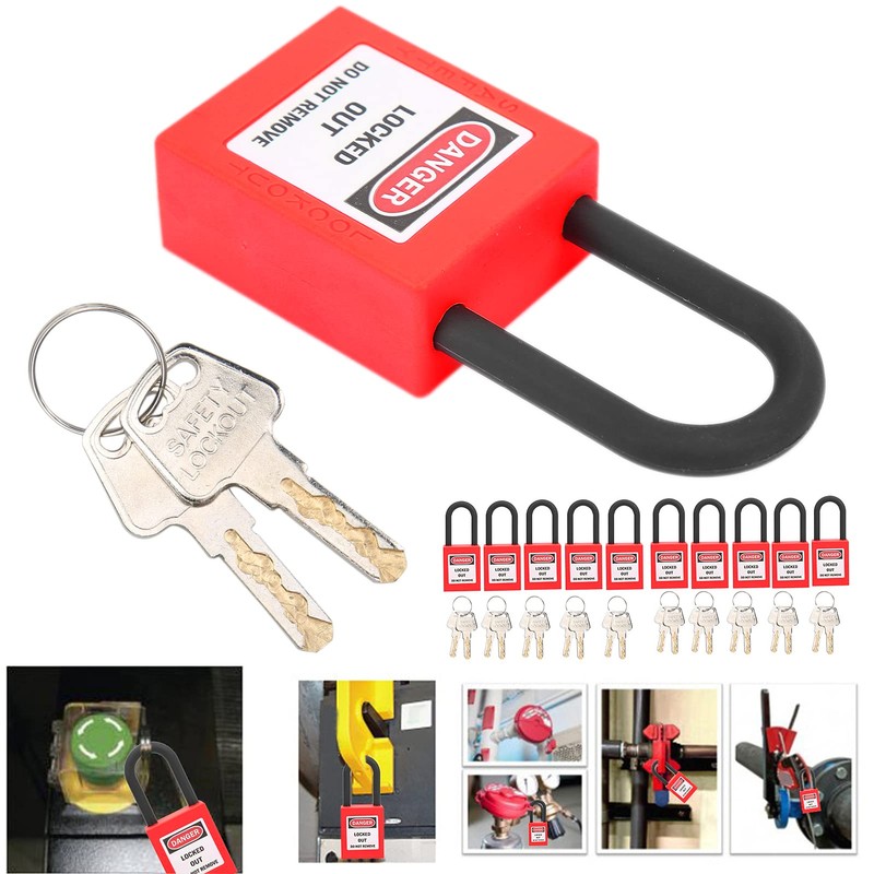 Lockout Lock 38mm, 10 Sets Lockout Tagout Padlock Security Tool
