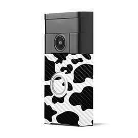 MightySkins Carbon Fiber Skin for Ring Video Doorbell - Cow Print | Protective, Durable Textured Carbon Fiber Finish | Easy to Apply, Remove, and Change Styles | Made in The USA