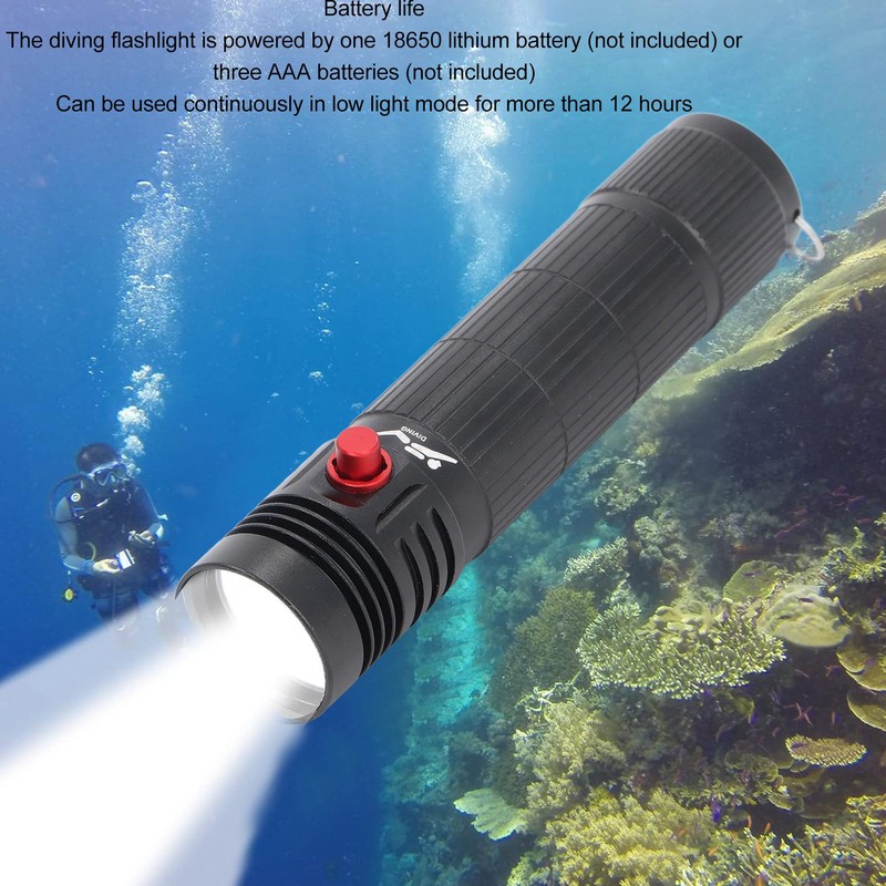 5000LM Diving Light LED Dive Flashlight 3 Lighting Modes Underwater