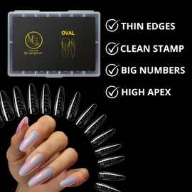 MGart Dual Forms â€“ OVAL Shape, Reusable Nail Extension Forms for Builder/Hard Gel & Polygel, Ultra-Thin Cuticle Edge, Clear, Professional Salon Quality, 140 pcs Sizes 0â€“14