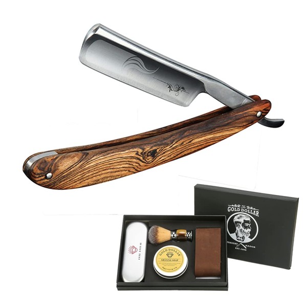 Straight Razor Wooden Handle Shaving Ready for Men Barber,Straight Edge