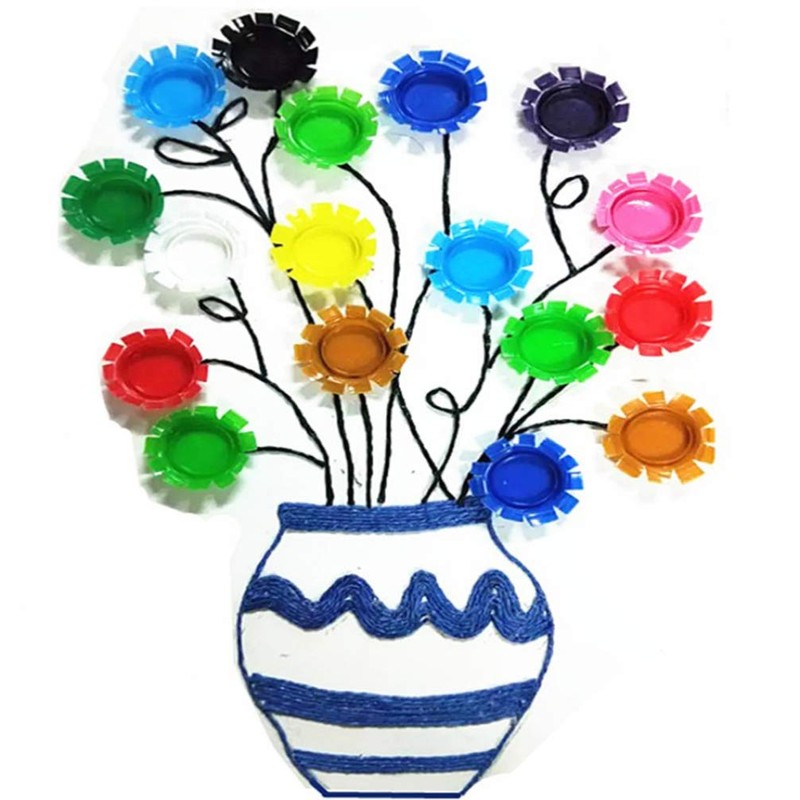 Supvox Pack of 100 Plastic Bottle Caps Colourful Bottle Caps