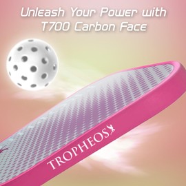 Tropheos Athena 16 Carbon Fiber Pickleball Paddle | Wide Sweet Spot | Amplifies Spin & Control | USAPA Approved | Best Pickleball Paddles 2024 | Control Pink - 16mm