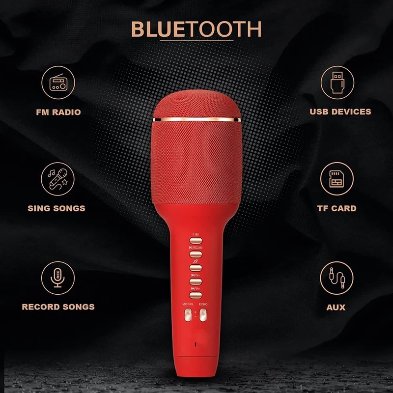 ELLENNE Karaoke Bluetooth Microphone with Speaker for Adults - Voice