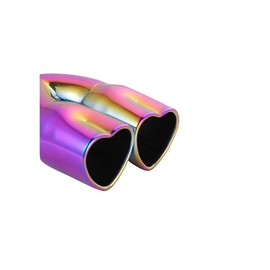 idain 2.5 inch Inlet Dual Exhaust Tips Muffler Tip,Chrome Heart-Shaped Exhaust Tip,Universal Bolt-On Double Tube Exhaust Muffler (Neon,Straight)