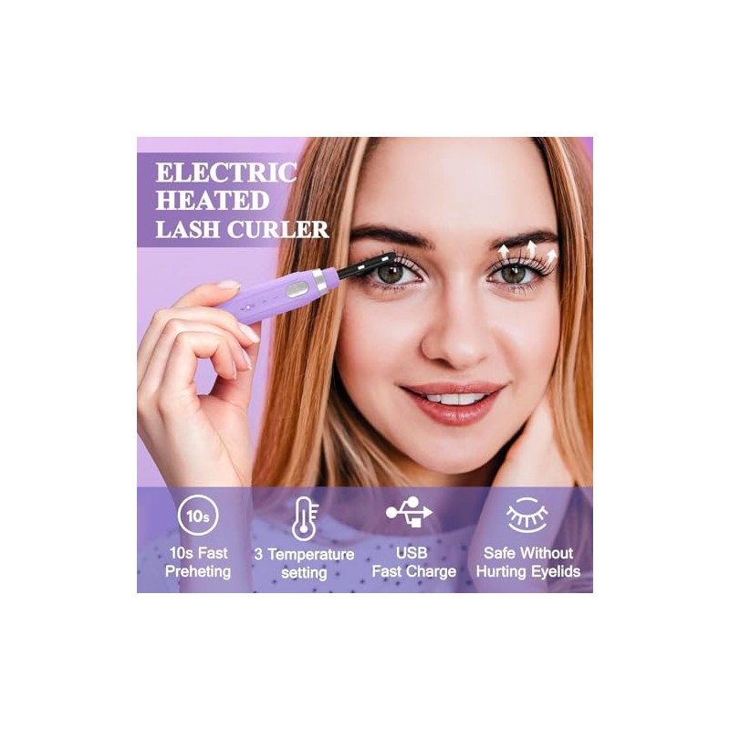 SILKSENCE USB Rechargeable Heated Eyelash Curler, 3‑Level Adjustable Heat Lash
