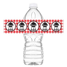 Picnic Waterproof Bottle Labels - 20 Bottle Labels - Baby Q Party Decorations - BBQ Party Supplies - Picnic Decorations - Bottle