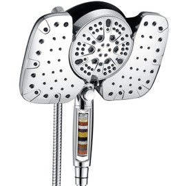 INAVAMZ 2-in-1 Shower Heads with Handheld 2.5GPM: 10” Rain Shower Head & Hand Held Shower Head, 9 Spray Settings Detachable Shower Head with ON/OFF Switch and 15-Stage Filter