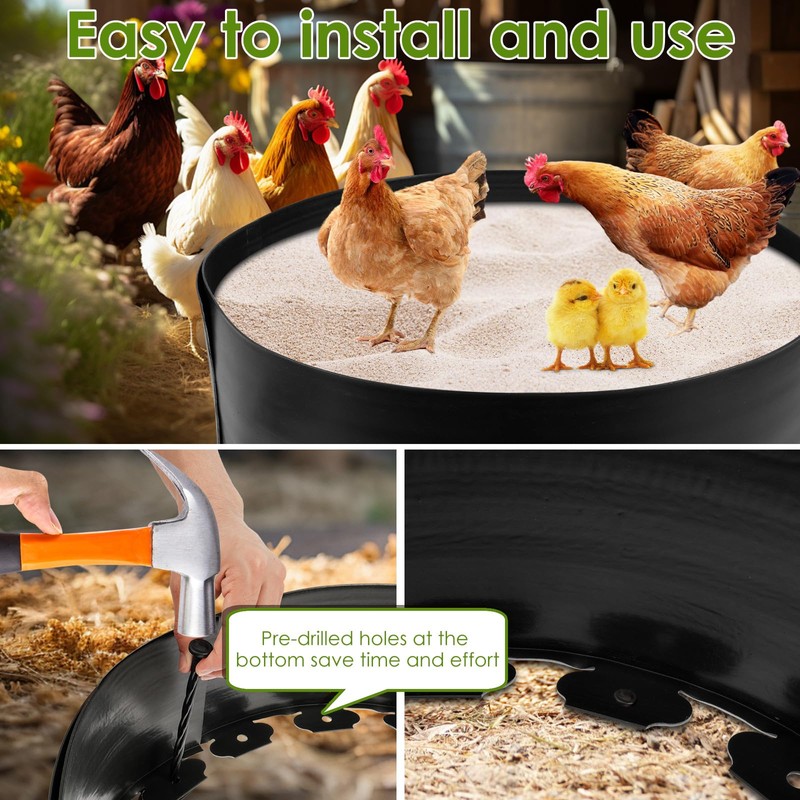 Chicken Dust Bathtub,Bottomless PE Chicken Dust Bath Containers,Adjustable Chick Coop