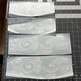 Www.AmericanDreamCustompaint.com AIRBRUSH PAINT Stencils,  FILAGREE DESIGN FLORAL, STICK ON (4 total) 11” And 8”