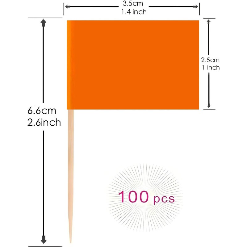 100 Pcs Orange Flag Blank Toothpick Flag Small Mini Labeling