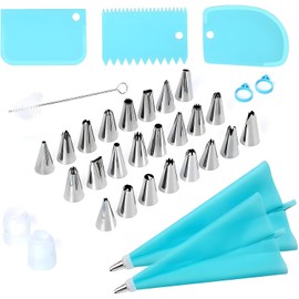 34 Piezas Set De Duyas Pasteleras Y Mangas Pasteleras, Kit Decoración Repostera Con Varios Diseños, Material PP, Ideal Para Pasteles, Cupcakes Y Galletas